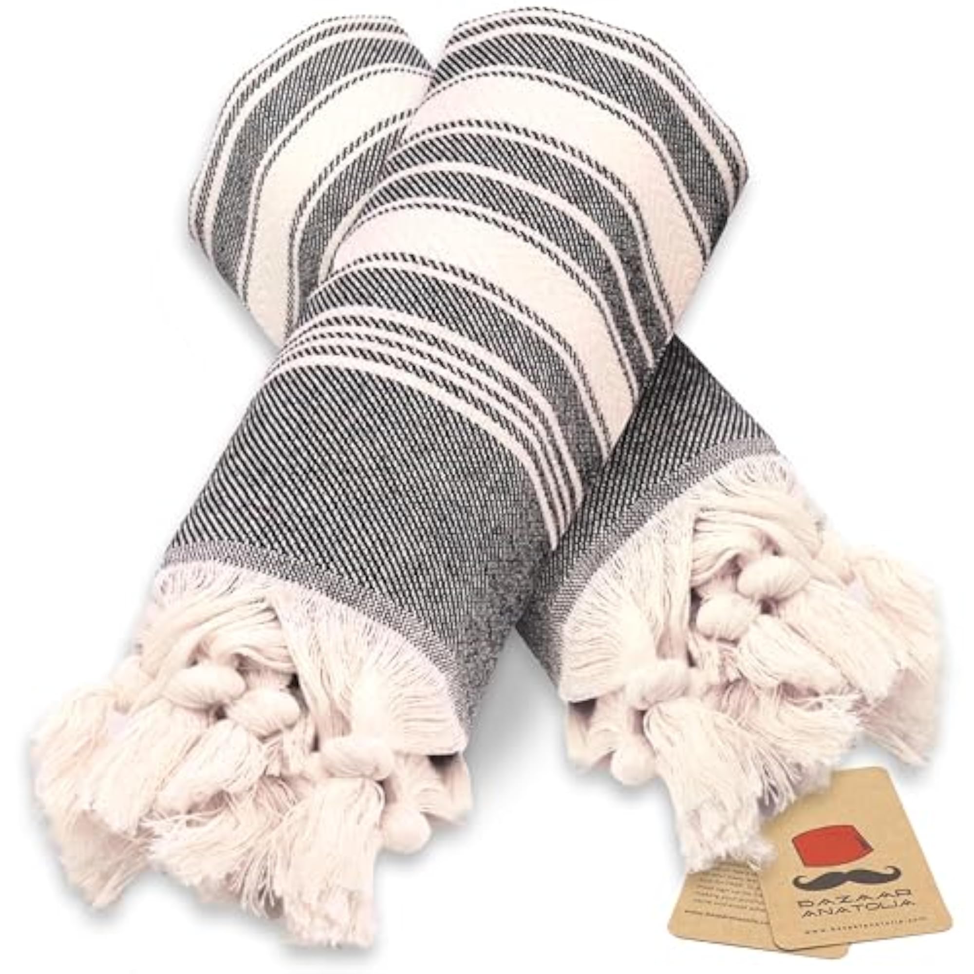 Turkish Hand Towels for Bathroom Set of 2, Cotton
